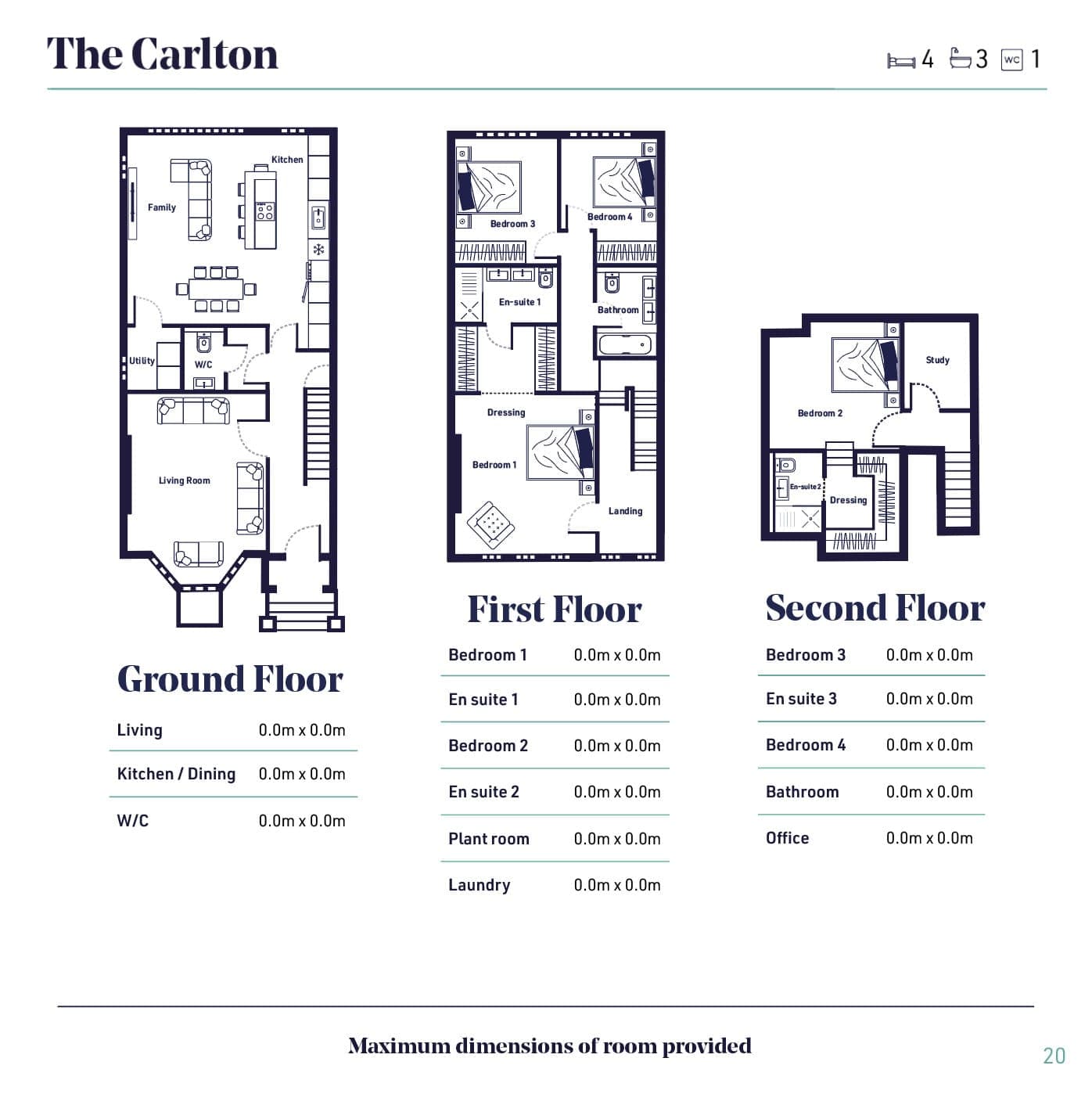 Brochure floor plan spread for The Carlton
