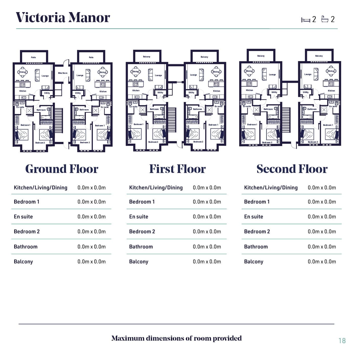 Brochure floor plan spread for Victoria Manor