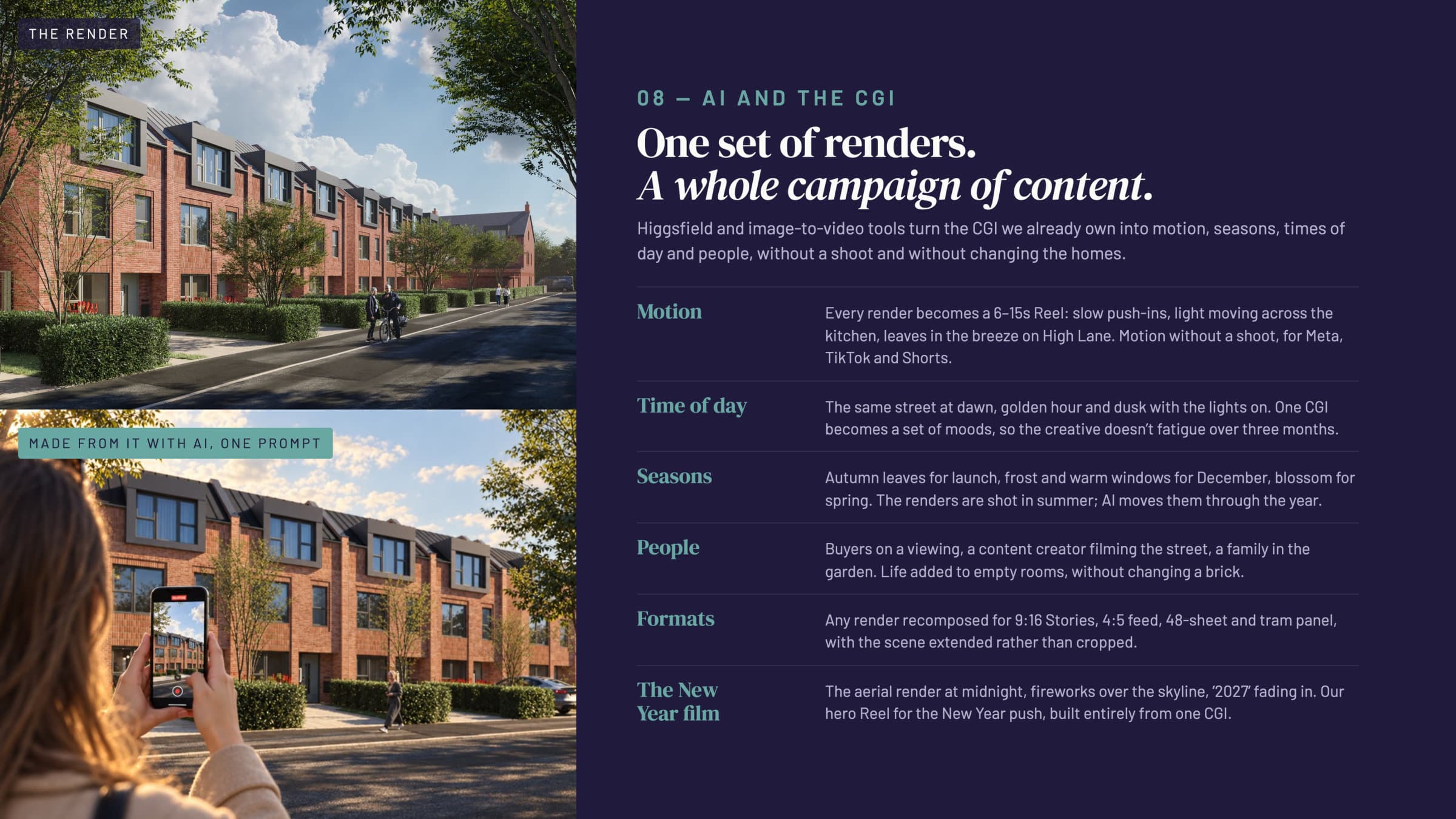 A Chorlton Grange render beside the version made from it with AI